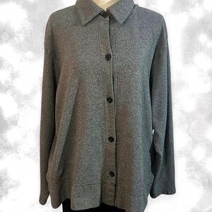 Jennifer Moore Charcoal Button-Up Collared Jacket